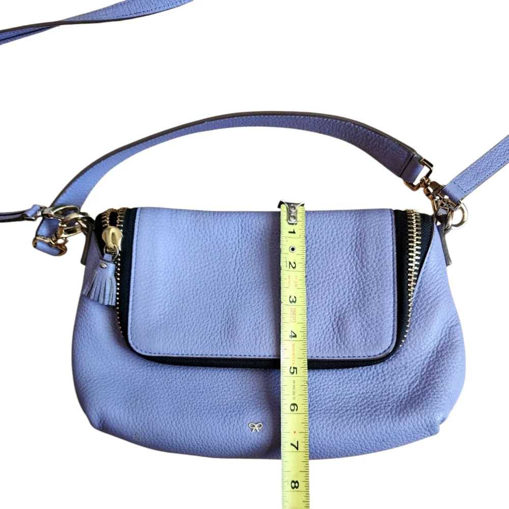 ANYA HINDMARCH Maxi Zip Satchel Leather Shoulder Bag 2Way Ribbon Tassel  Violet